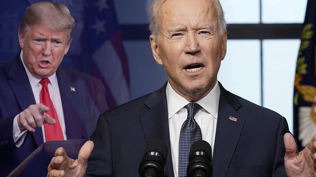 Joe Biden und sein Vorgänger Donald Trump: Der derzeitige US-Präsident hat seine ersten 100 Tage sehr erfolgreich regiert, so Politikwissenschaftler Stephan Bierling.