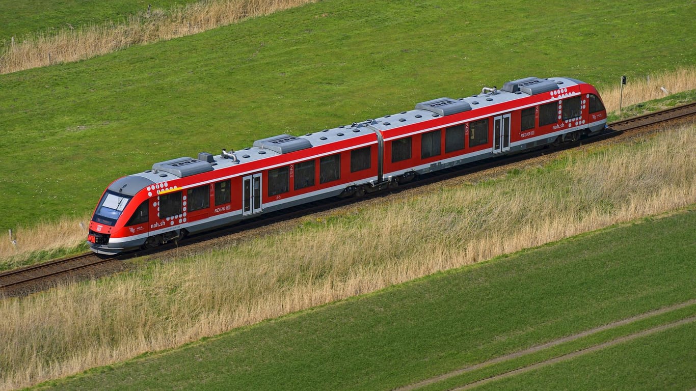 Regionalzug der Bahn bei Husum (Symbolbild): Der Zug nach Kiel musste wegen der Schafe auf der Strecke anhalten.