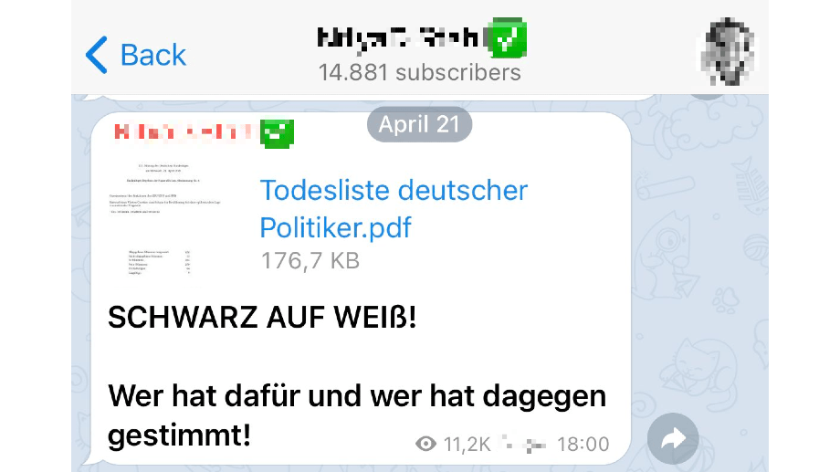 "Todesliste": Eine Yoga-Lehrerin postete unter diesem Namen die Übersicht der Abgeordneten, die der Änderung des Infektionsschutzgesetzes zugestimmt hatten. Sie hat fast 15.000 Abonnenten.
