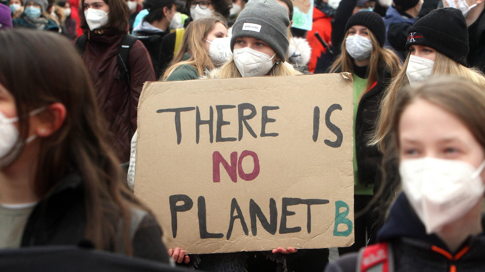 Eine Demonstrantin von Fridays for Future: "Es gibt keinen Planeten B" steht auf ihrem Schild - es ist einer der prominentesten Slogans der Protestbewegung.