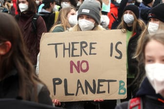Eine Demonstrantin von Fridays for Future: "Es gibt keinen Planeten B" steht auf ihrem Schild - es ist einer der prominentesten Slogans der Protestbewegung.