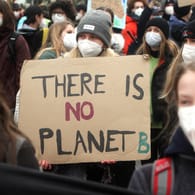 Eine Demonstrantin von Fridays for Future: "Es gibt keinen Planeten B" steht auf ihrem Schild - es ist einer der prominentesten Slogans der Protestbewegung.