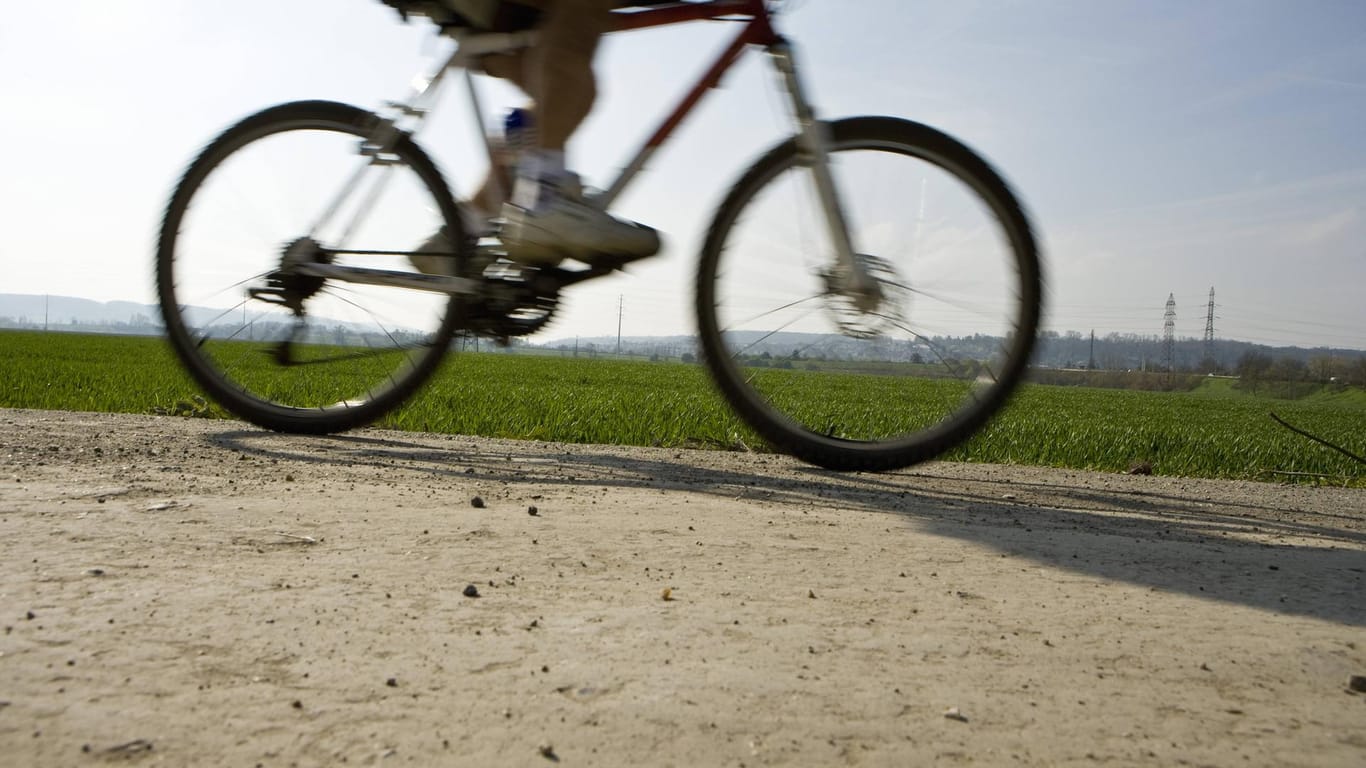 Ein Fahrradfahrer auf einer Landstraße (Symbolbild): Der Atemalkoholwert des Fahrers ergab mehr als fünf Promille.