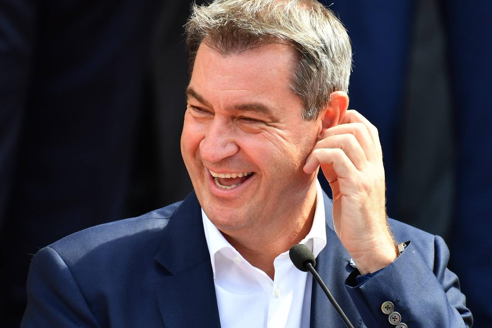 Man wird sich ja noch freuen dürfen: CSU-Chef Markus Söder bei einem Empfang im August 2019 in München