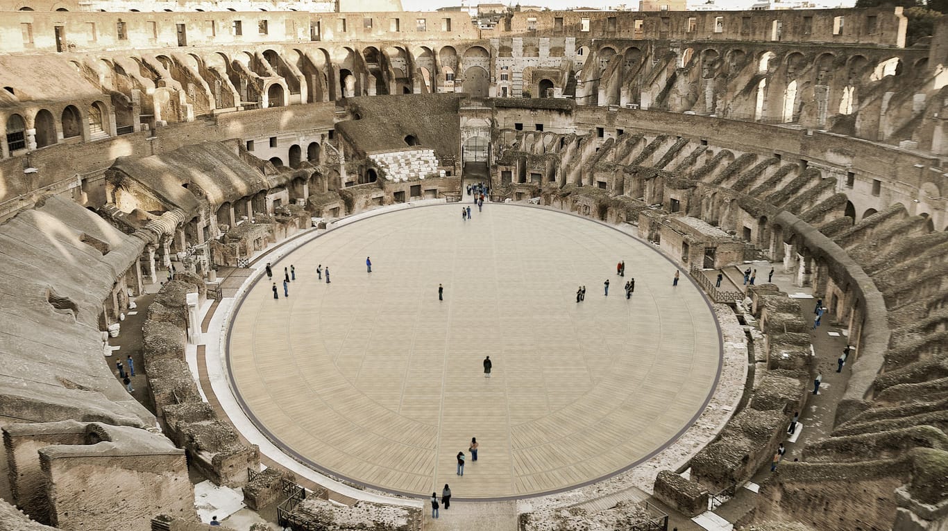 Rom: Das computergenerierte Bild zeigt den geplanten Holzboden im Kolosseum.