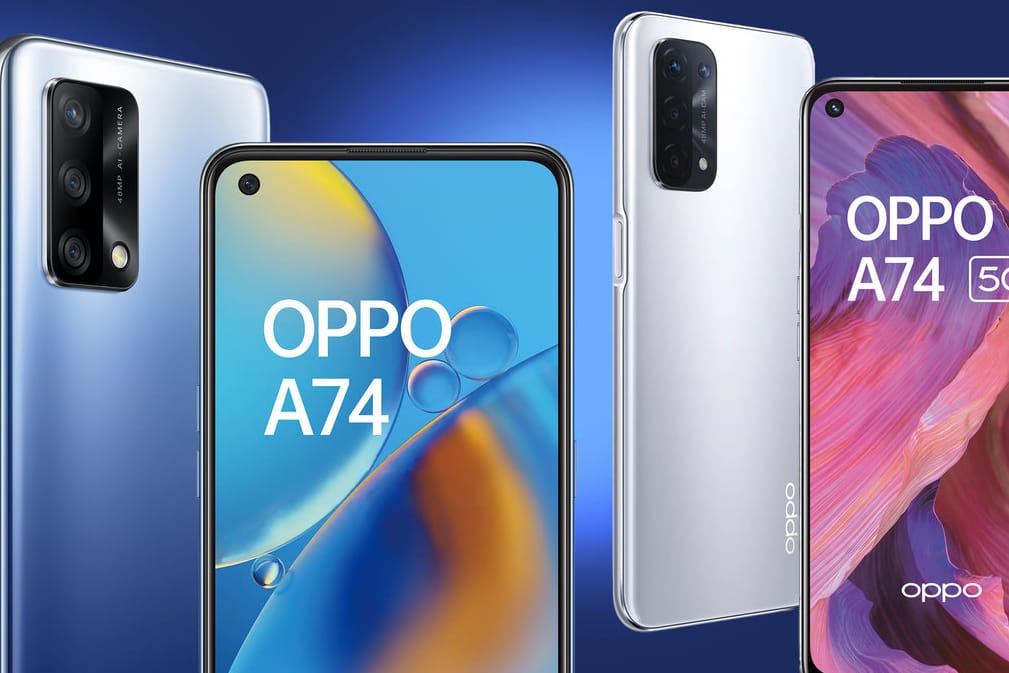 Die Smartphones A74 und A74 5G von Oppo: Der chinesische Hersteller bringt vier preiswerte Geräte nach Deutschland.