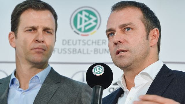 Kennen und schätzen sich: DFB-Direktor Oliver Bierhoff und Trainer Hansi Flick. Kennen und schätzen sich: DFB-Direktor Oliver Bierhoff und Trainer Hansi Flick.