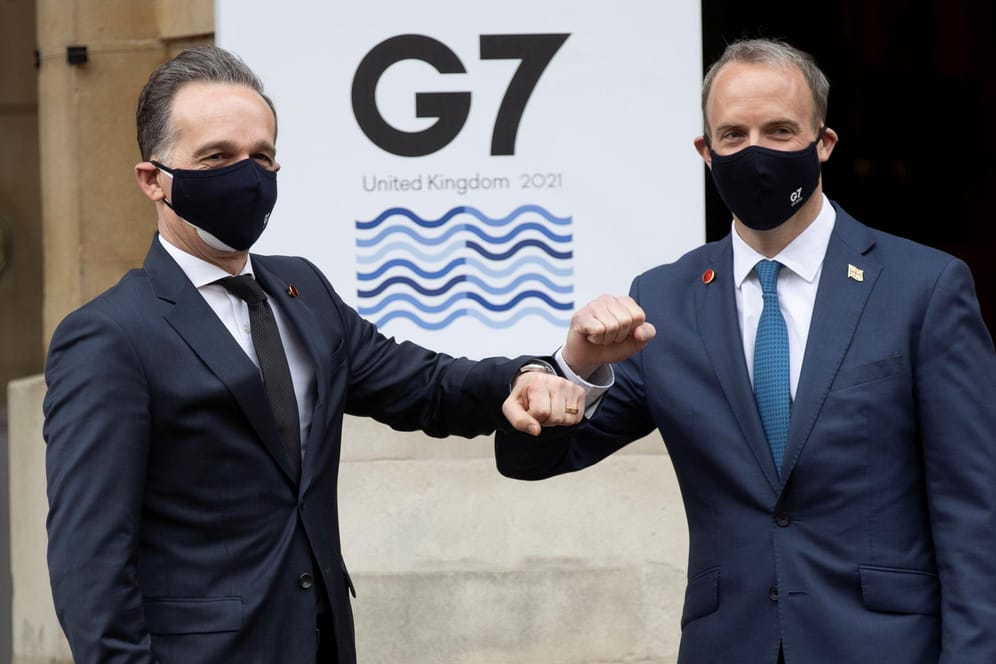 Bundesaußenminister Heiko Maas und sein britischer Amtskollege Dominic Raab beim G7-Treffen in London: Drei Tage lang wollen sich die Minister in der britischen Hauptstadt beraten.