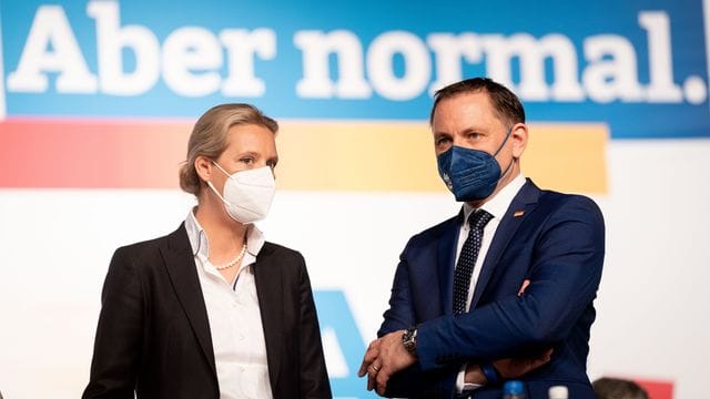 AfD-Franktionsvorsitzende Alice Weidel (l) und AfD-Bundessprecher Tino Chrupalla treten als Team an.