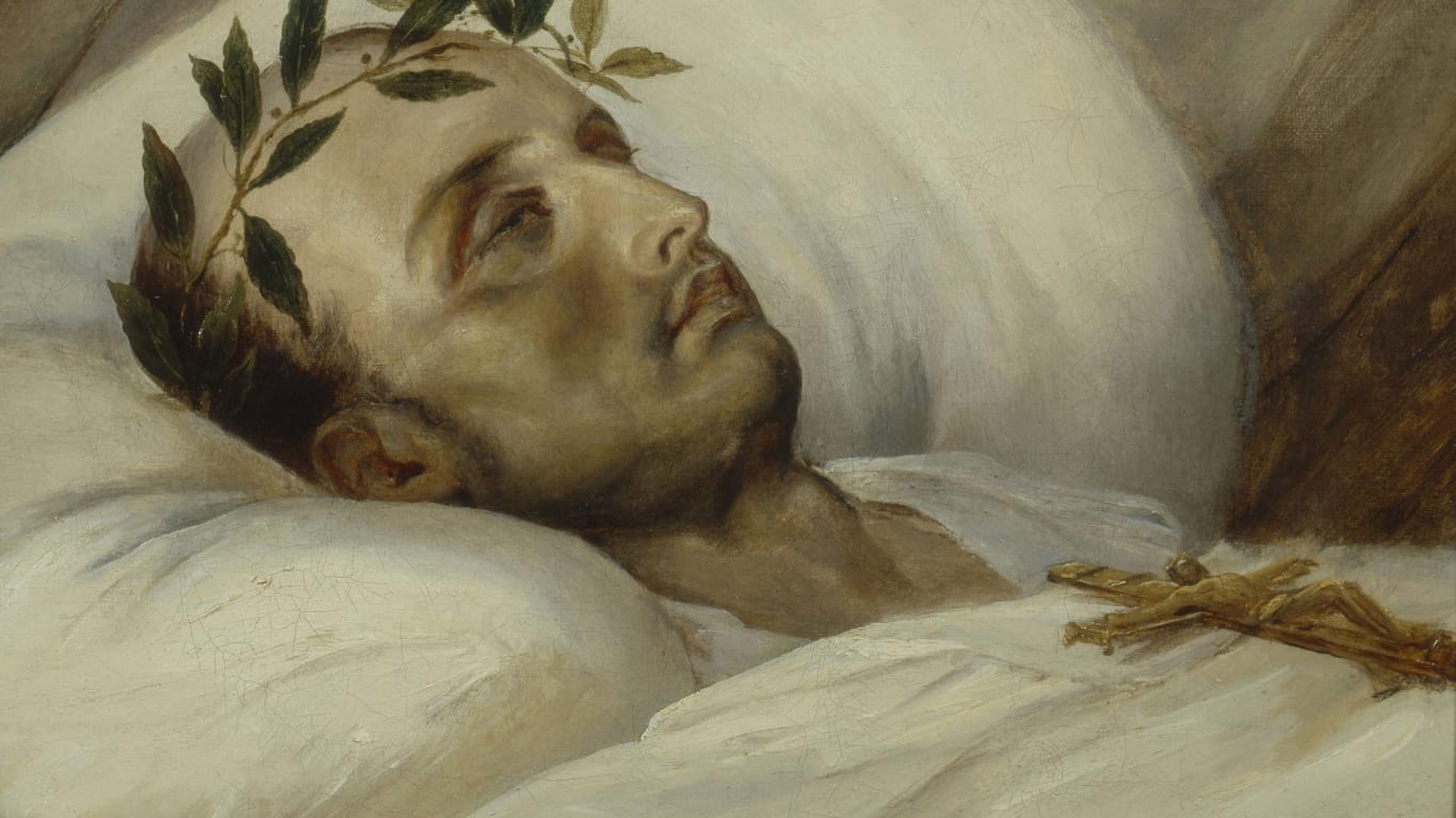 Napoleon auf dem Sterbebett: Bildnis von Horace Vernet, gemalt 1825.
