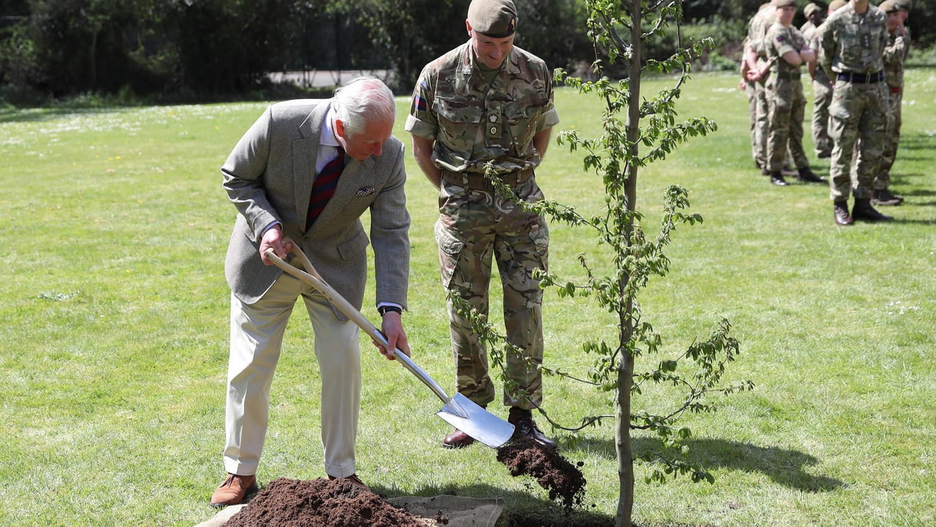 Prinz Charles: Er hat auf dem Gelände einer Kaserne in Windsor einen Baum gepflanzt.