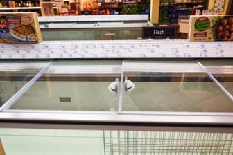 Leere Tiefkühltruhe im Supermarkt (Archivbild): Hersteller haben zunehmend Probleme, Verpackungen aus Kunststoff zu produzieren – etwa die Folie für Tiefkühlpizzen.