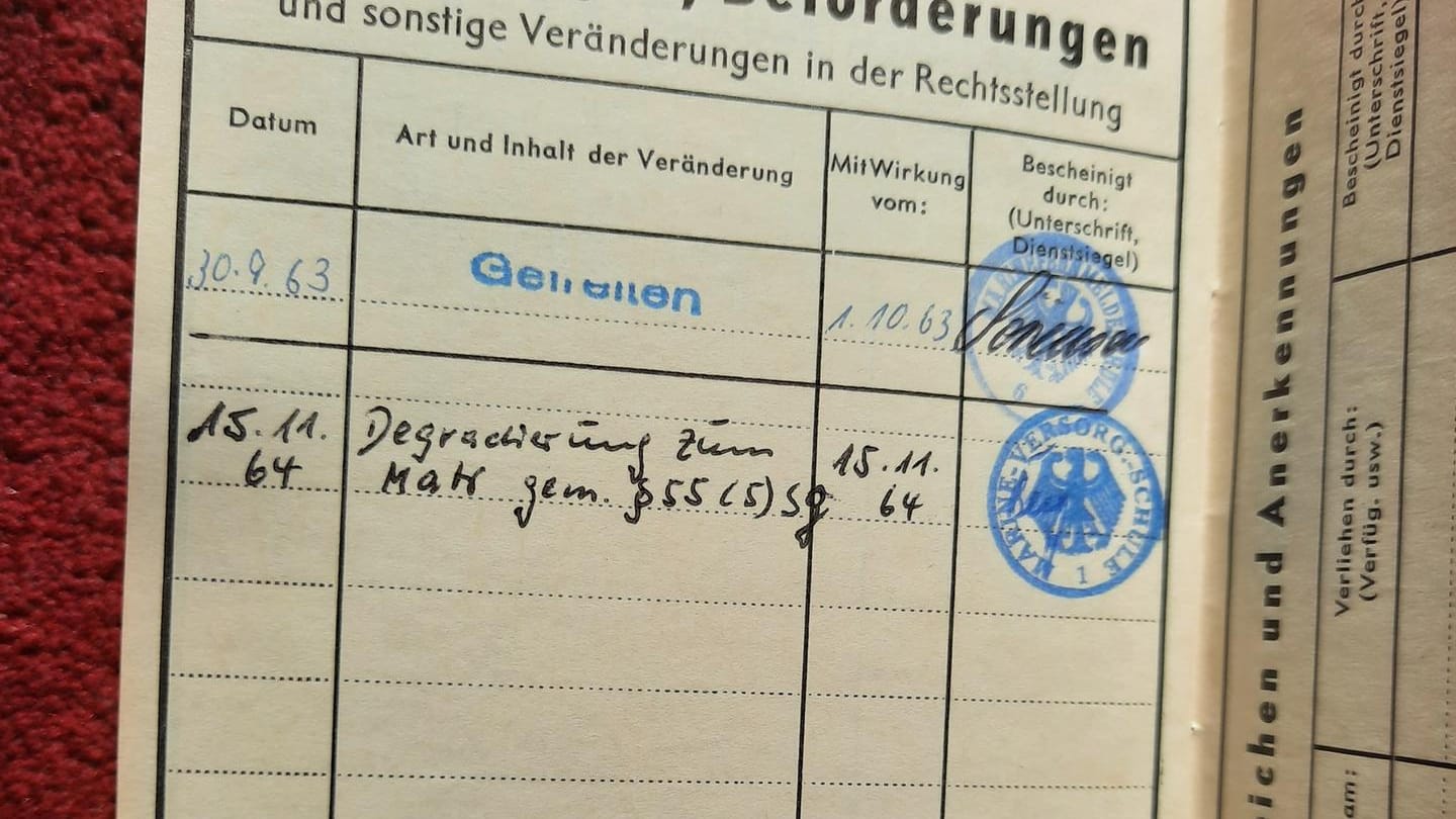 Der Dienstausweis des ehemaligen Soldaten: Er wurde unehrenhaft entlassen.