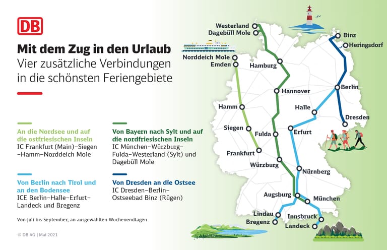 Sommerfahrplan: Die Bahn hat vier neue Verbindungen geplant.