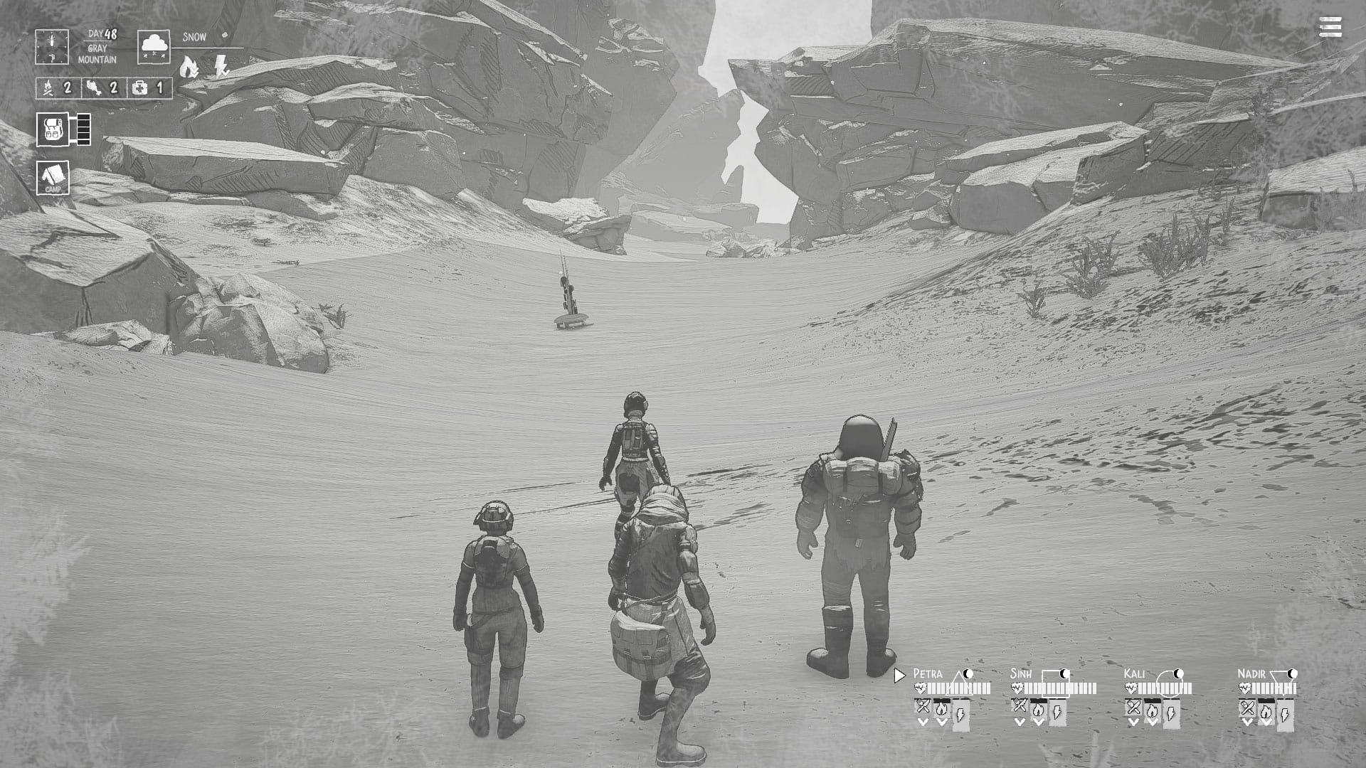 Szene aus dem Spiel "Ashwalkers": Das Survival-Game überzeugt weniger durch bombastische Grafik als durch Spielmechanik und Stimmung. Szene aus dem Spiel "Ashwalkers": Das Survival-Game überzeugt weniger durch bombastische Grafik als durch Spielmechanik und Stimmung.