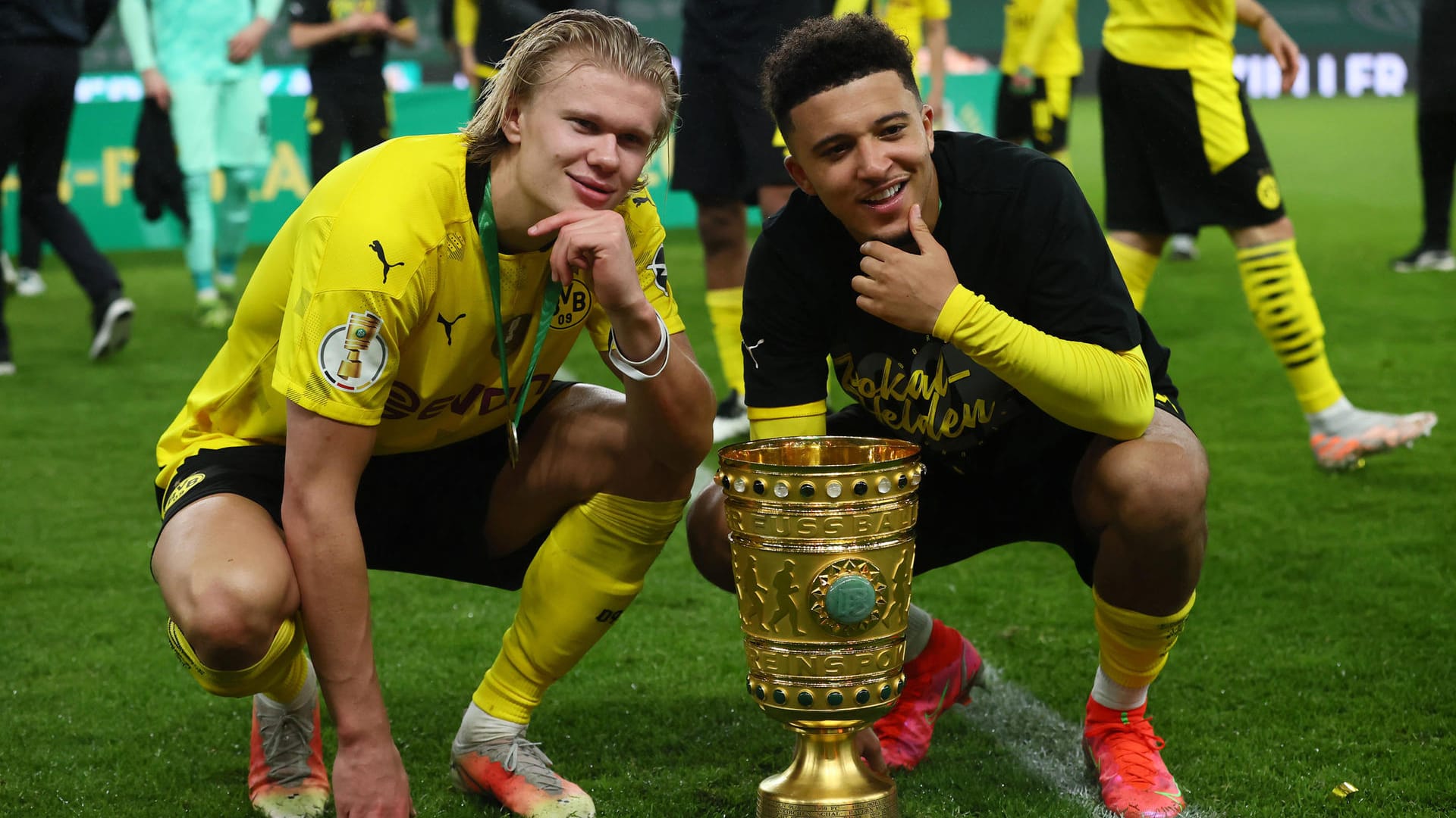 Erling Haaland und Jadon Sancho (v.l.): Die beiden BVB-Jungstars waren an allen vier Toren gegen RB Leipzig beteiligt.