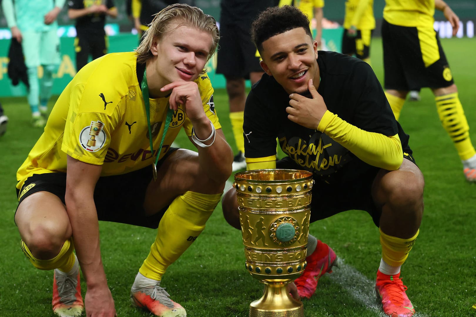 Erling Haaland und Jadon Sancho (v.l.): Die beiden BVB-Jungstars waren an allen vier Toren gegen RB Leipzig beteiligt.