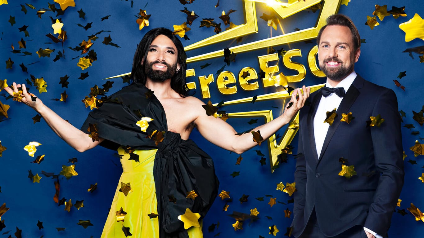"Free ESC": Conchita Wurst und Steven Gätjen moderierten den Raab-Wettbewerb.