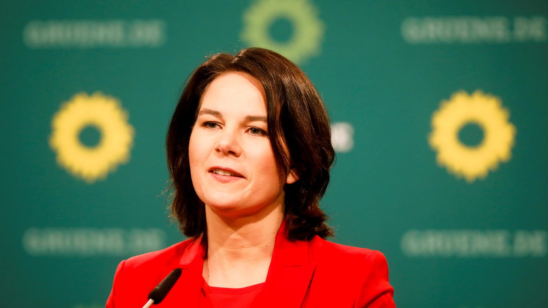 Annalena Baerbock bei einer Pressekonferenz in der Parteizentrale der Grünen