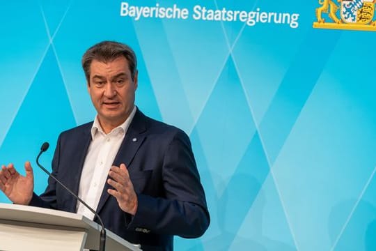 Markus Söder Mitte Mai bei einer Pressekonferenz in München.