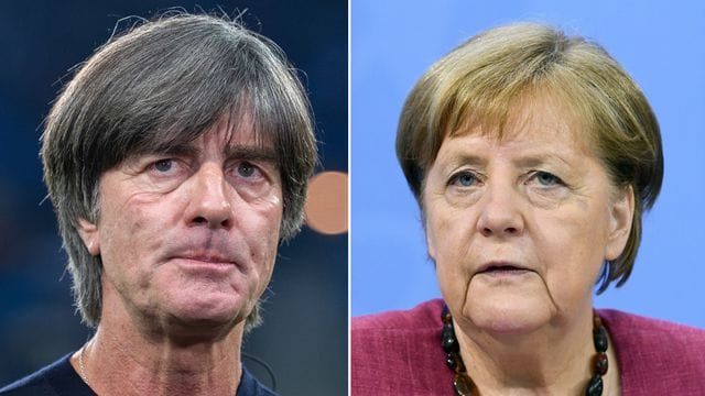 Bundestrainer Joachim Löw hat sich bei einem Essen im Kanzleramt mit Angela Merkel über den gemeinsamen Abschied ausgetauscht. Bundestrainer Joachim Löw hat sich bei einem Essen im Kanzleramt mit Angela Merkel über den gemeinsamen Abschied ausgetauscht.