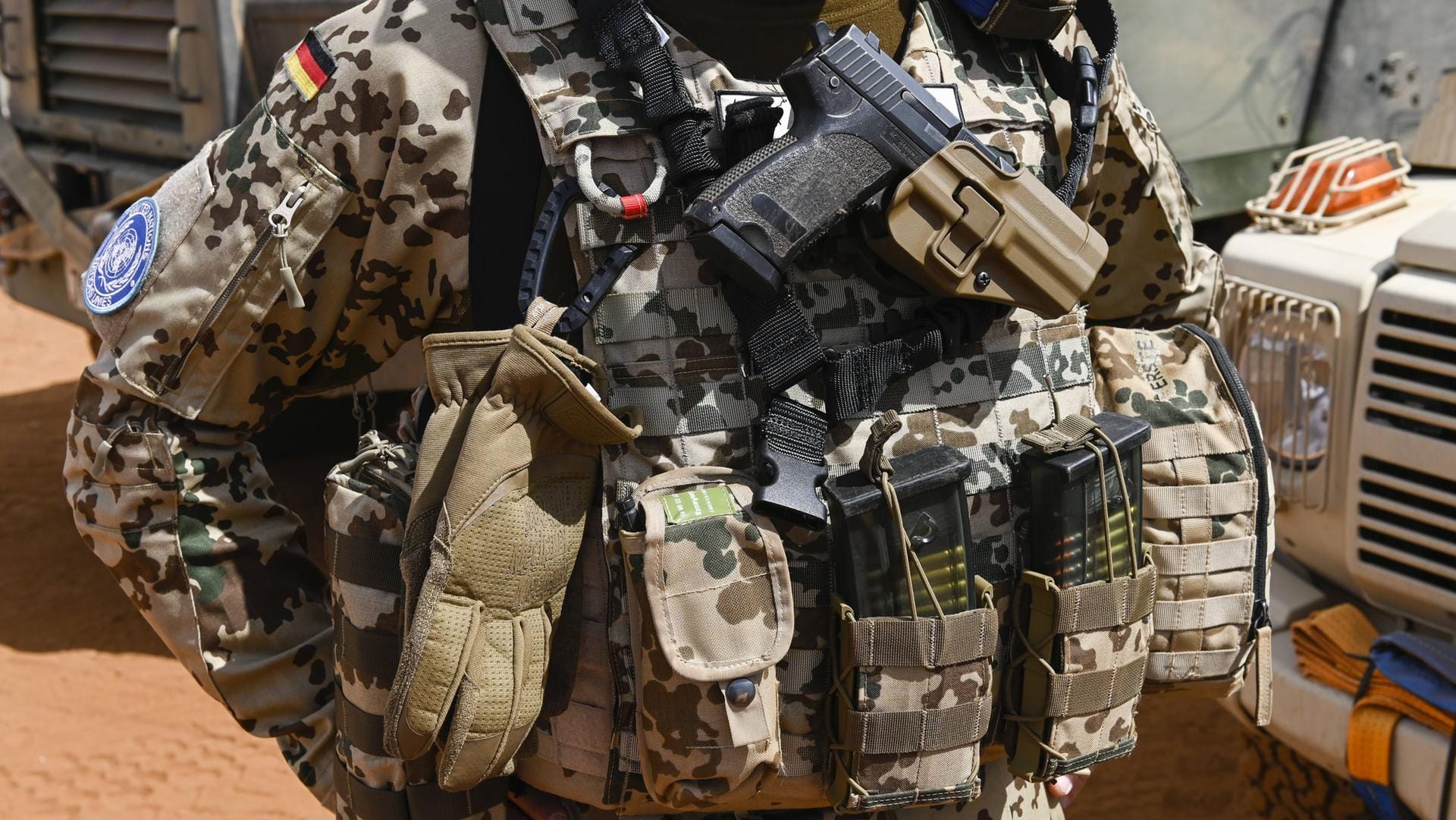 Deutscher Soldat in Gao, Mali (zum Schutz ihrer Leute erlaubt die Bundeswehr keine Fotos von Gesichtern).