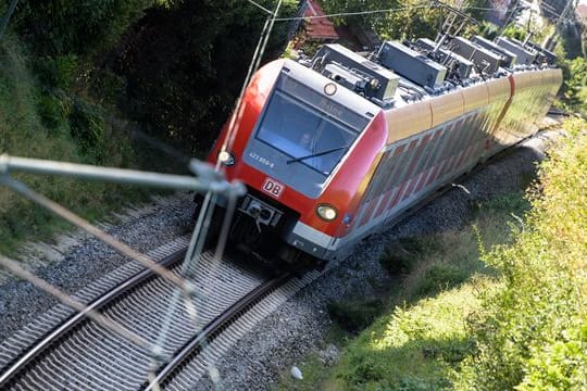 Eine S-Bahn fährt über die Gleise