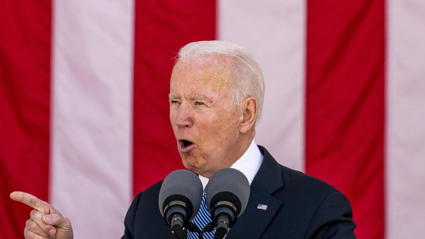 US-Präsident Joe Biden bei einer Rede zum Memorial Day (Archivbild). Ein Programm für eine bessere Infrastruktur stößt bei den Republikanern auf Widerstand.