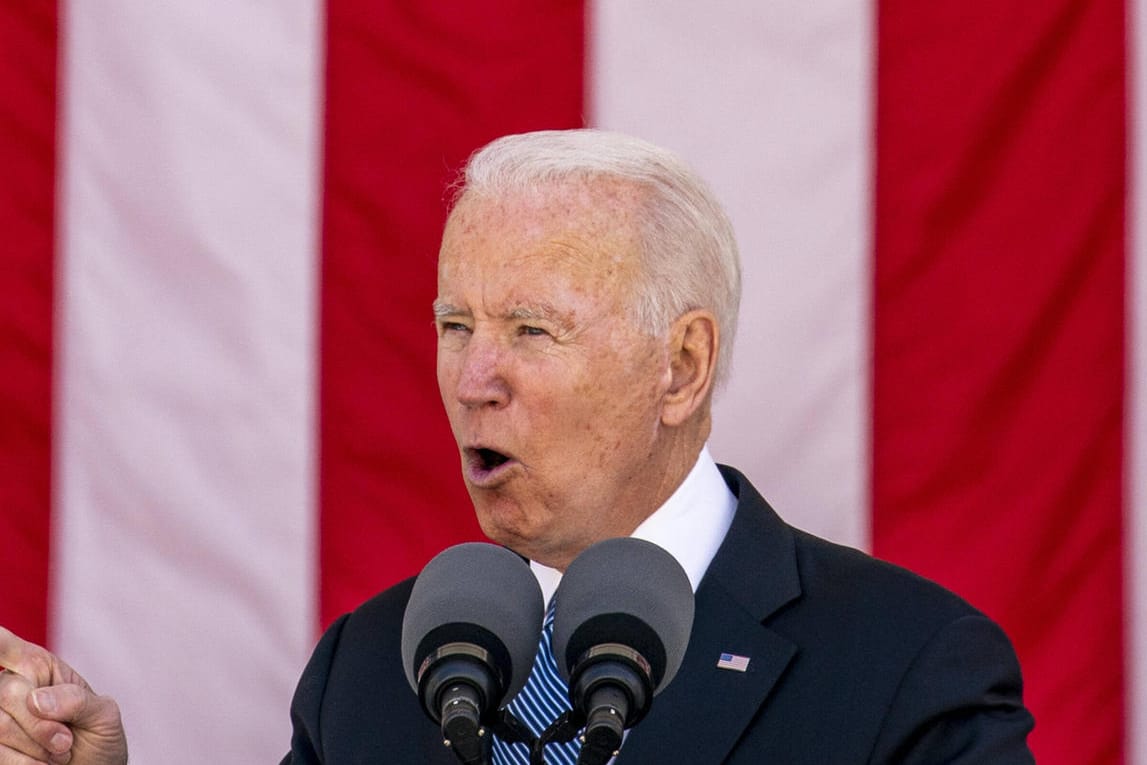 US-Präsident Joe Biden bei einer Rede zum Memorial Day (Archivbild). Ein Programm für eine bessere Infrastruktur stößt bei den Republikanern auf Widerstand.