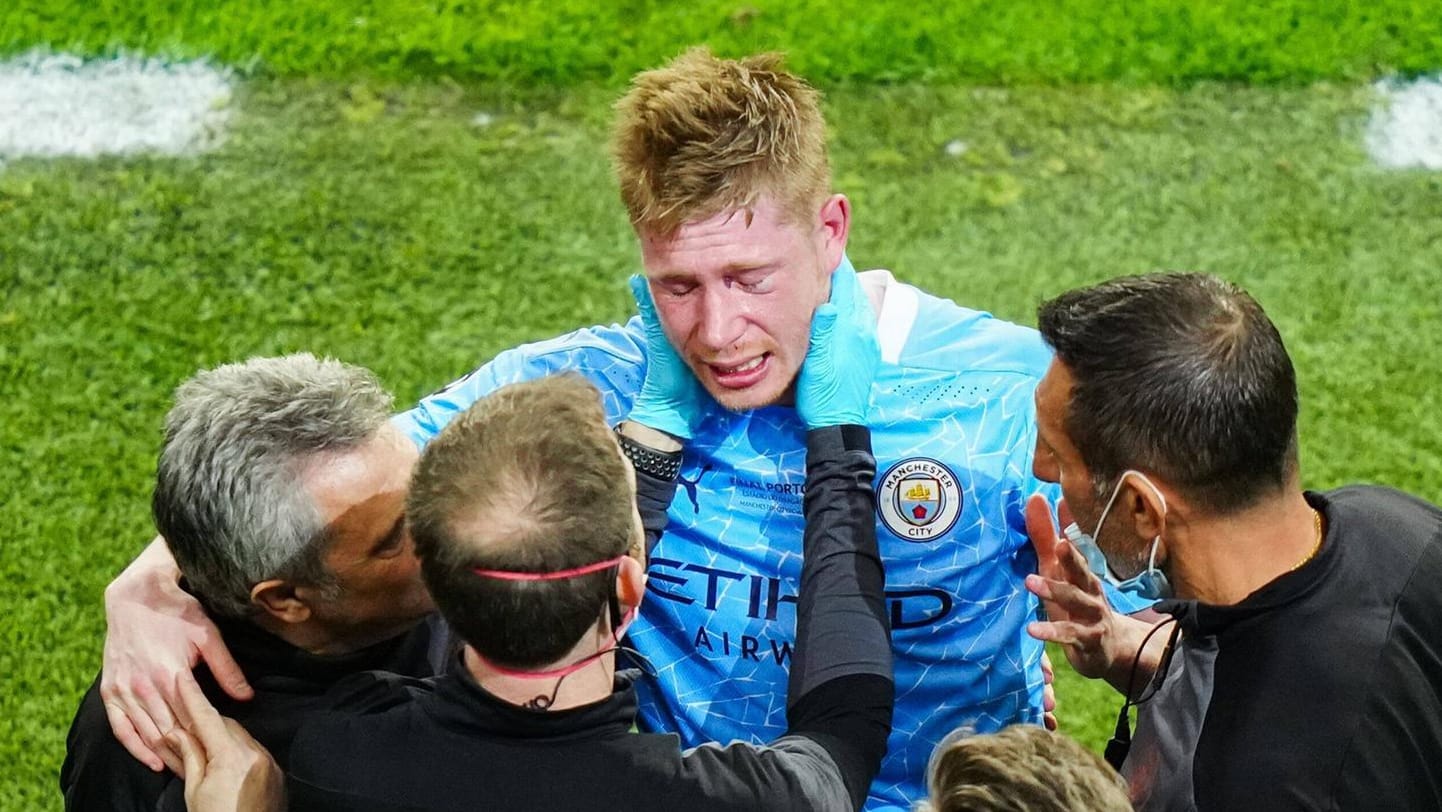 Kevin De Bruyne: Der belgische Superstar zog sich im Champions-League-Finale mehrere Gesichtsfrakturen zu.