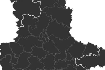 Ausschnitt aus der Wahlkreis-Karte: Das Schwarz der Union dominiert in Sachsen-Anhalt.