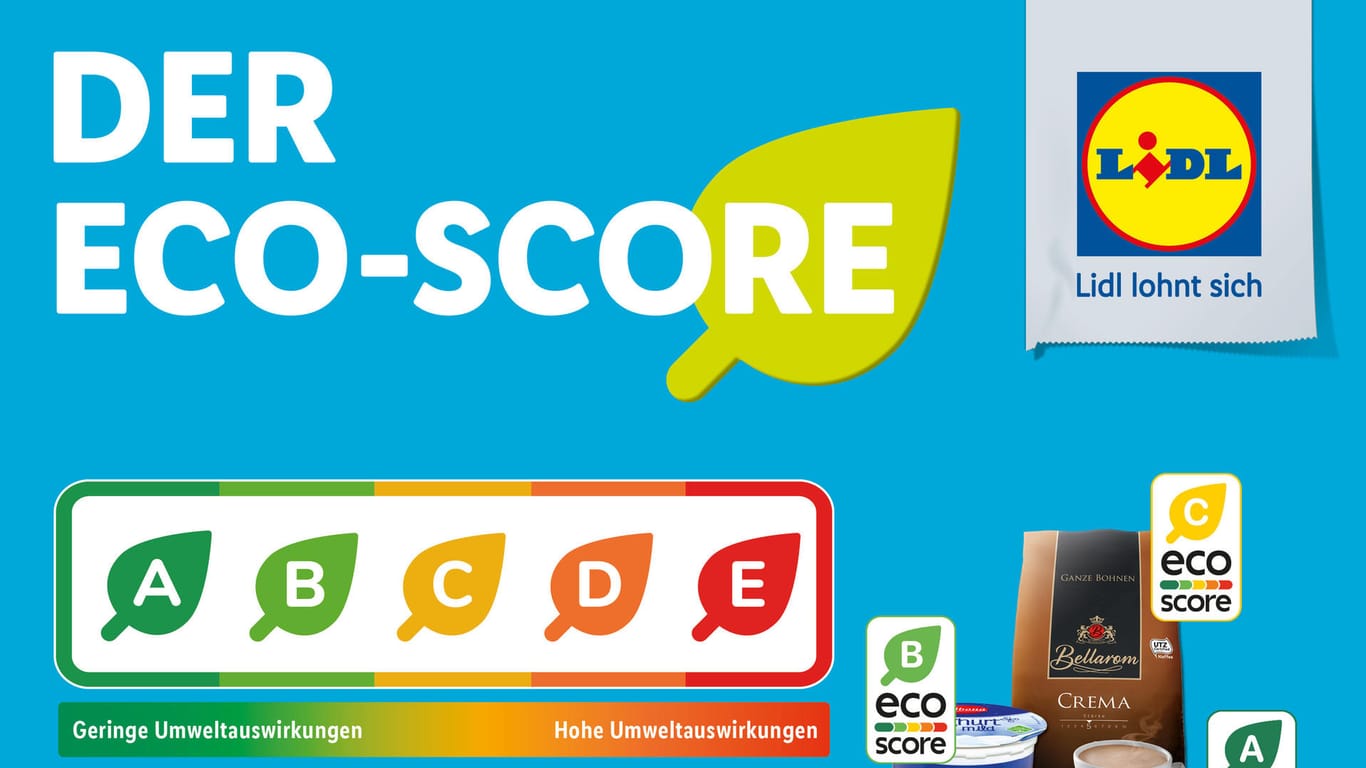 Der neue Eco Score von Lidl: Die Kennzeichnung soll helfen, zu erkennen, welche Produkte nachhaltiger sind.