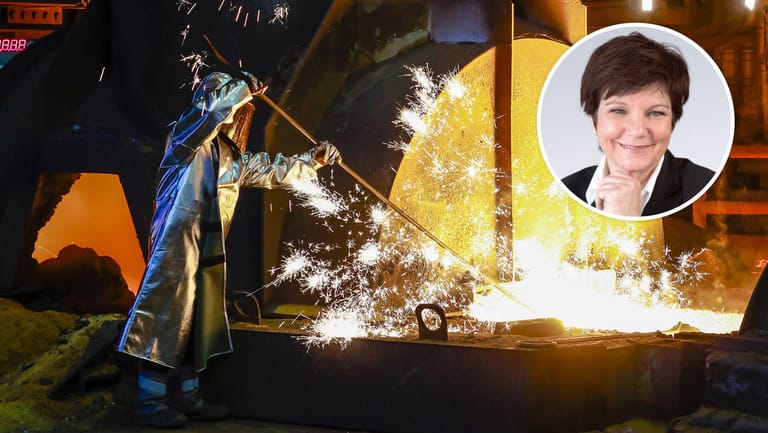 Ein Arbeiter bei ThyssenKrupp: Stahlkocher sorgen für extrem hohe CO2-Emissionen.
