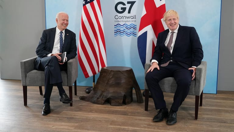 Carbis Bay: Boris Johnson und Joe Biden während eines gemeinsamen Treffens vor dem G-7-Gipfel.