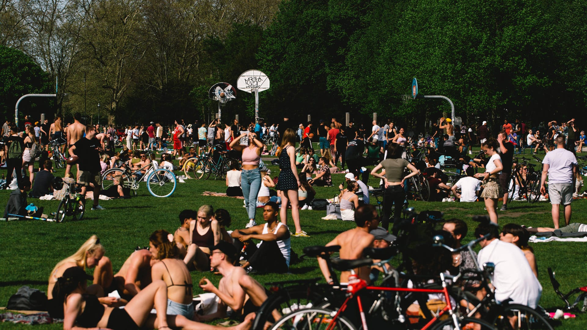 Zahlreiche Menschen genießen die Sonne im Inneren Grüngürtel: Seit Freitag gelten in Köln weitere Lockerungen.