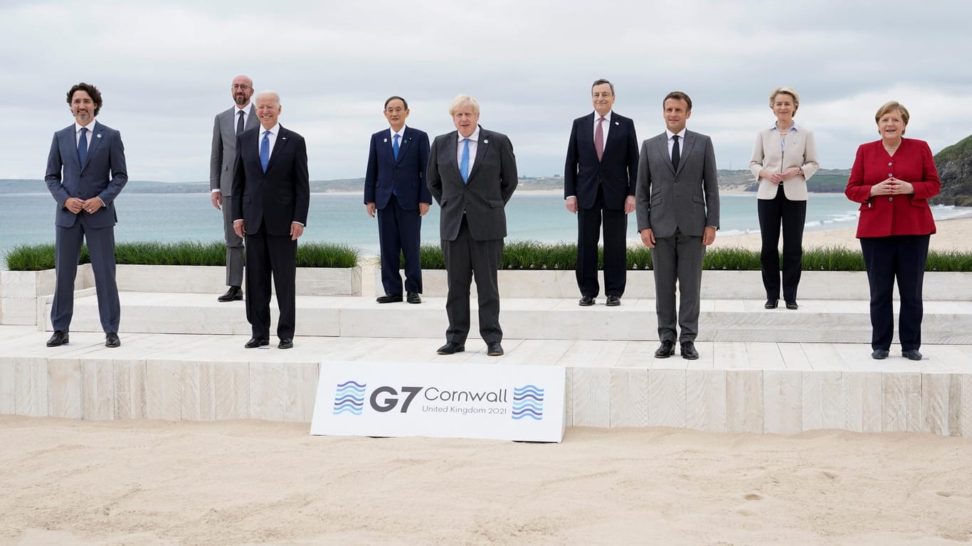 Staats- und Regierungschefs beim G7-Gipfel in Cornwall: Es ist das erste Mal, dass die Kritik an China in einer Abschlusserklärung so deutlich formuliert wird.