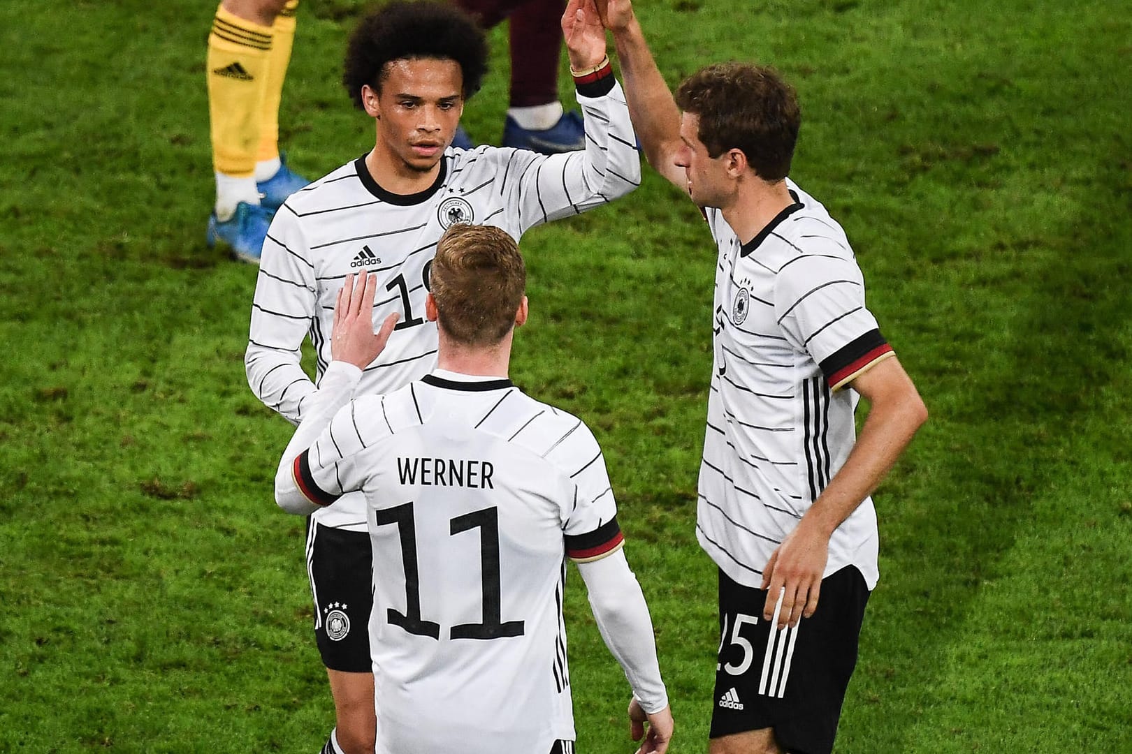 Leroy Sané, Timo Werner, Thomas Müller (v. li.): Alle drei trafen beim 7:1 gegen Lettland.