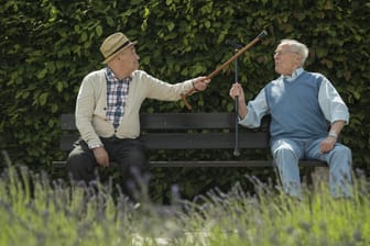 So schlimm ist die Lage doch gar nicht: Rentner auf einer Parkbank