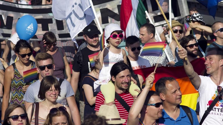 LGBT-Parade in Ungarn (Archivfoto): Ungarn hat die Rechte von Homosexuellen geschwächt.