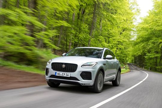 Katze an der Leine: Den modellgepflegten E-Pace liefert Jaguar nun auch als Variante mit Plug-in-Technik zum Aufladen an der Steckdose aus.