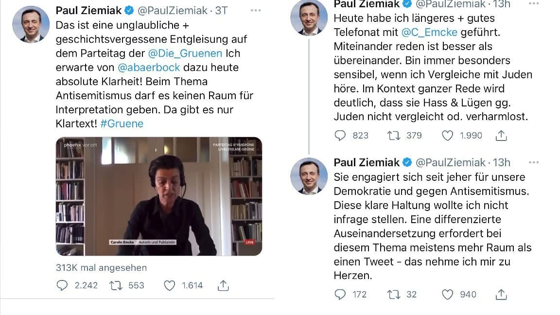 CDU-Generalsekretär Paul Ziemiak wetterte erst gegen Frau Emcke und ruderte dann zurück.