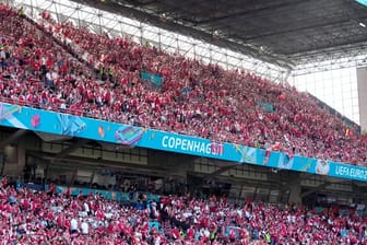 Dänische Fans in der Kopenhagener Arena.