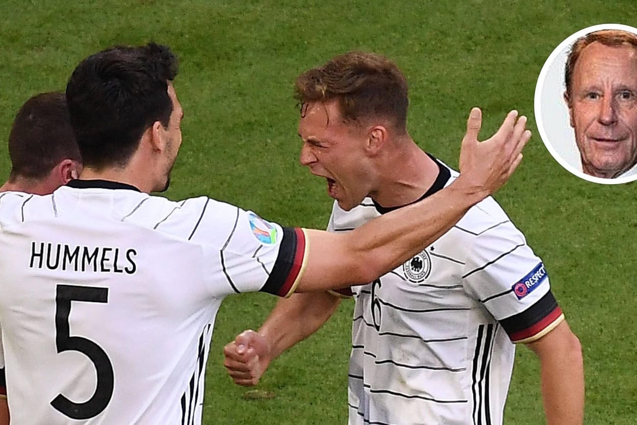 Joshua Kimmich und Mats Hummels feiern mit Robin Gosens (l.): Der Spieler von Atalanta Bergamo avancierte gegen Portugal zum Matchwinner.