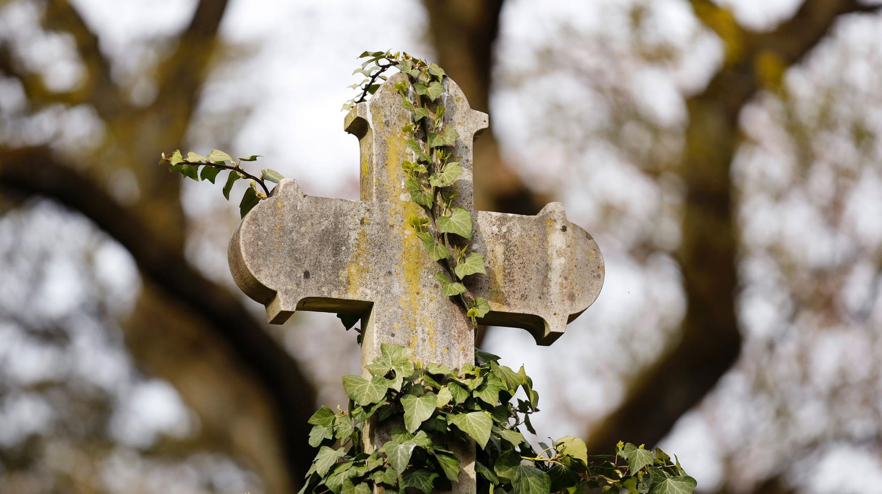 Ein Grab mit Kreuz auf einem Friedhof (Symbolbild): In Nürnberg hat ein Unbekannter Räume in einem Gebäude des Westfriedhofs beschädigt.