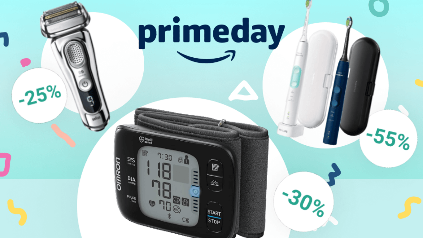 Das sind die besten Körperpflege-Deals vom Amazon Prime Day 2021: Braun Rasierer, Philips Sonicare Zahnbürsten und Blutdruckmessgerät.