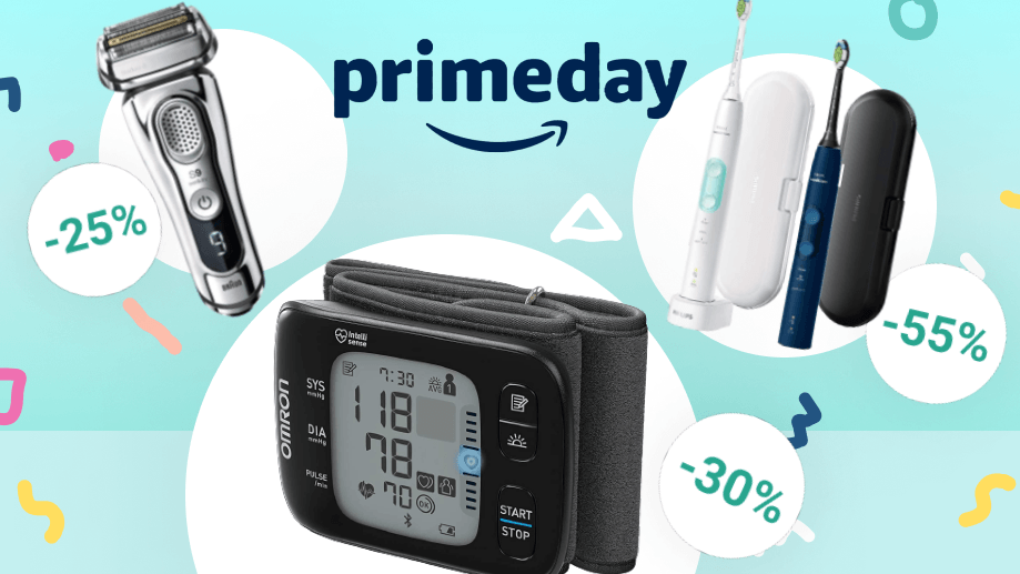 Das sind die besten Körperpflege-Deals vom Amazon Prime Day 2021: Braun Rasierer, Philips Sonicare Zahnbürsten und Blutdruckmessgerät.