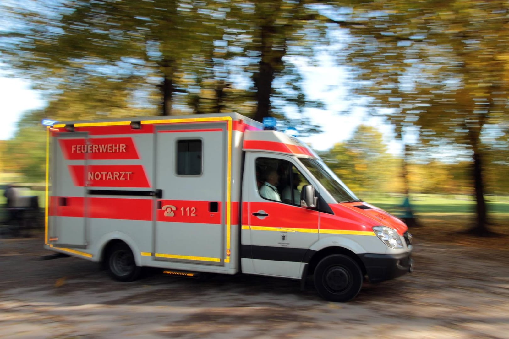 Ein Einsatzfahrzeug des Rettungsdienstes bei der Fahrt (Symbolbild): Zwei Personen wurden schwer verletzt.