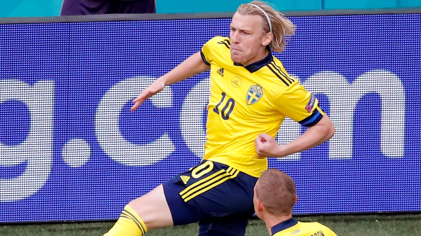 Emil Forsberg jubelt: Der schwedische Offensivmann brachte sein Team in Führung.