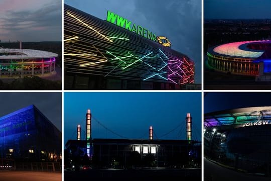 Viele Stadien in Deutschland erstrahlten parallel zum Spiel gegen Ungarn in München in Regenbogenfarben.