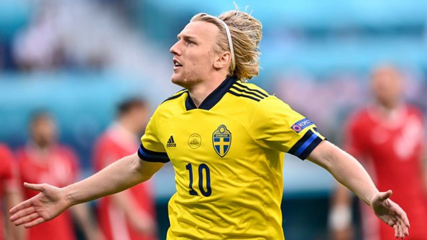 Schwedens Emil Forsberg bejubelt ein Tor.